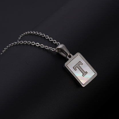 Simple Style Letter Rectangle Titanium Steel Pendant Necklace Plating Shell Stainless Steel Necklaces