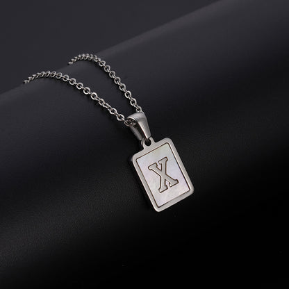 Simple Style Letter Rectangle Titanium Steel Pendant Necklace Plating Shell Stainless Steel Necklaces