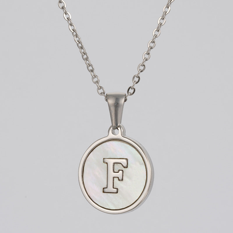 Simple Style Letter Stainless Steel Polishing Plating Shell Pendant Necklace