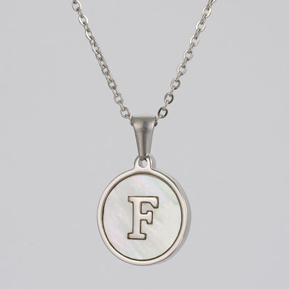 Simple Style Letter Stainless Steel Polishing Plating Shell Pendant Necklace