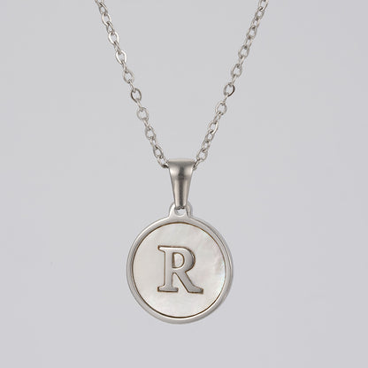 Simple Style Letter Stainless Steel Polishing Plating Shell Pendant Necklace