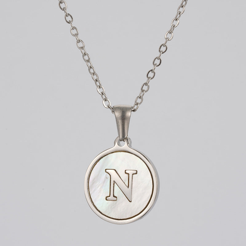 Simple Style Letter Stainless Steel Polishing Plating Shell Pendant Necklace