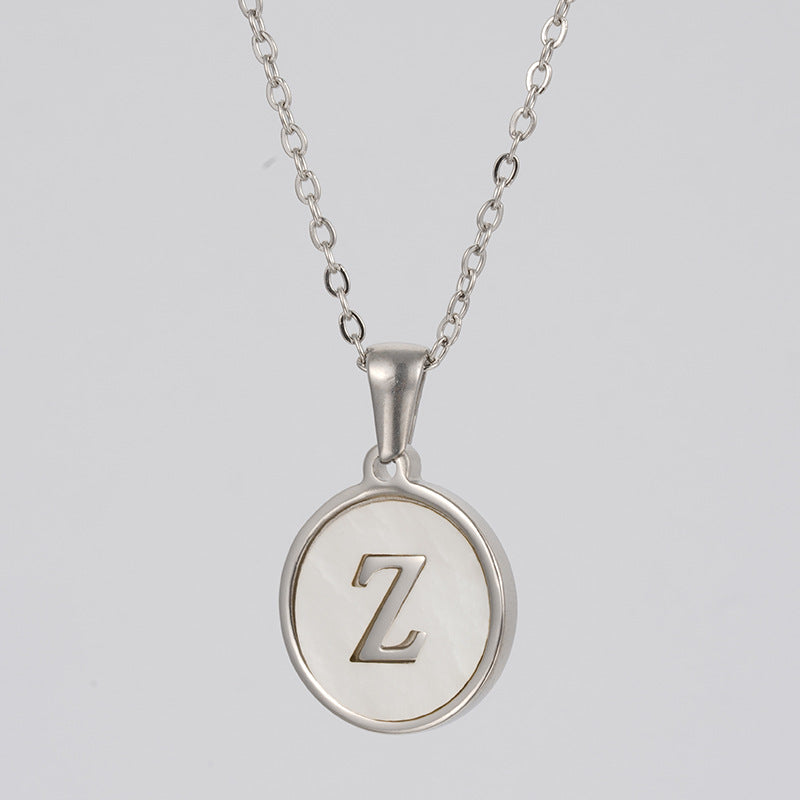 Simple Style Letter Stainless Steel Polishing Plating Shell Pendant Necklace