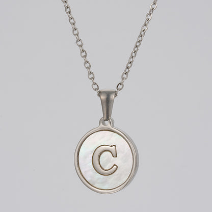 Simple Style Letter Stainless Steel Polishing Plating Shell Pendant Necklace