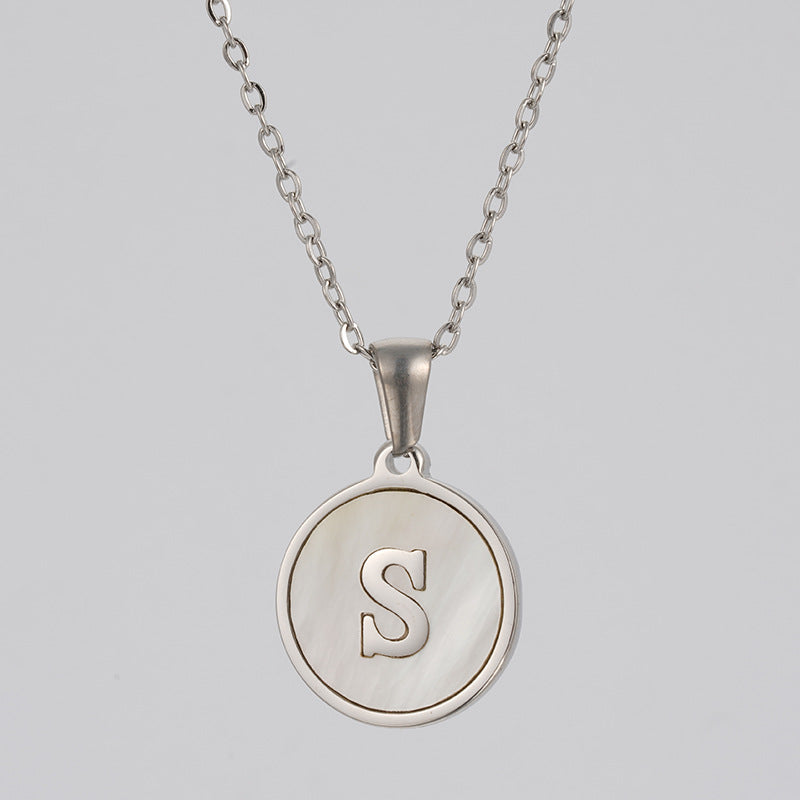 Simple Style Letter Stainless Steel Polishing Plating Shell Pendant Necklace