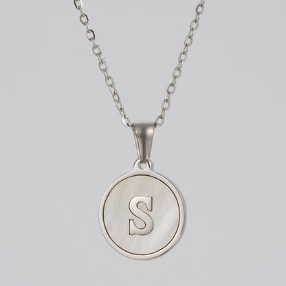 Simple Style Letter Stainless Steel Polishing Plating Shell Pendant Necklace