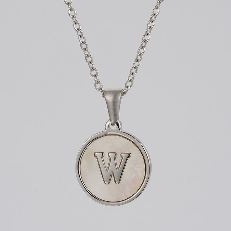 Simple Style Letter Stainless Steel Polishing Plating Shell Pendant Necklace