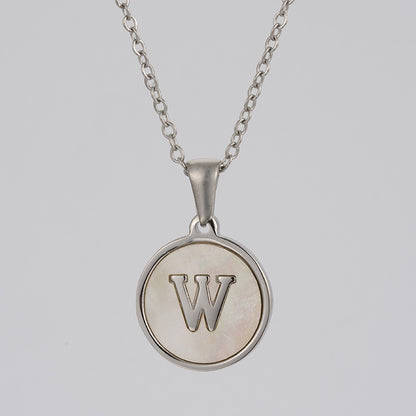 Simple Style Letter Stainless Steel Polishing Plating Shell Pendant Necklace