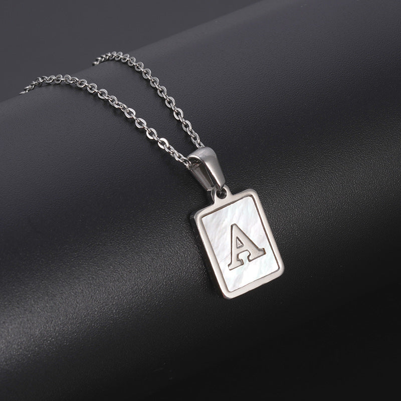 Simple Style Letter Rectangle Titanium Steel Pendant Necklace Plating Shell Stainless Steel Necklaces