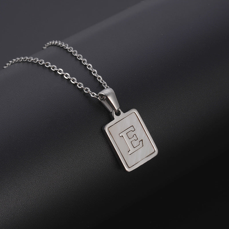 Simple Style Letter Rectangle Titanium Steel Pendant Necklace Plating Shell Stainless Steel Necklaces