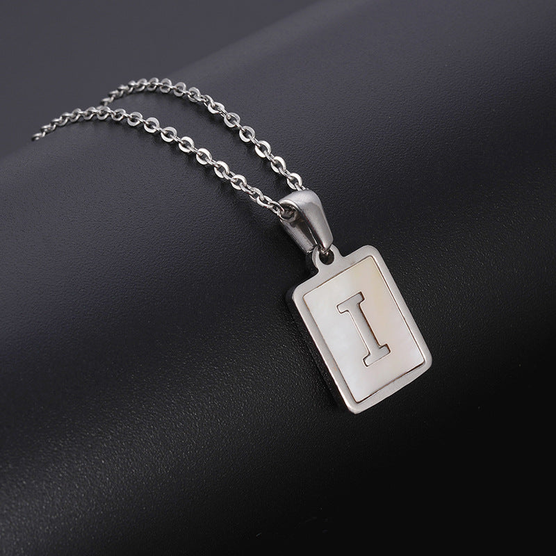 Simple Style Letter Rectangle Titanium Steel Pendant Necklace Plating Shell Stainless Steel Necklaces