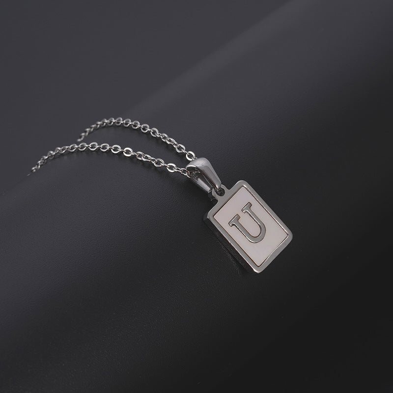 Simple Style Letter Rectangle Titanium Steel Pendant Necklace Plating Shell Stainless Steel Necklaces