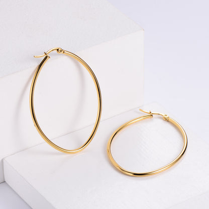 Simple Style Round Stainless Steel Hoop Earrings Plating Stainless Steel Earrings