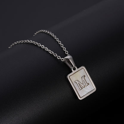 Simple Style Letter Rectangle Titanium Steel Pendant Necklace Plating Shell Stainless Steel Necklaces