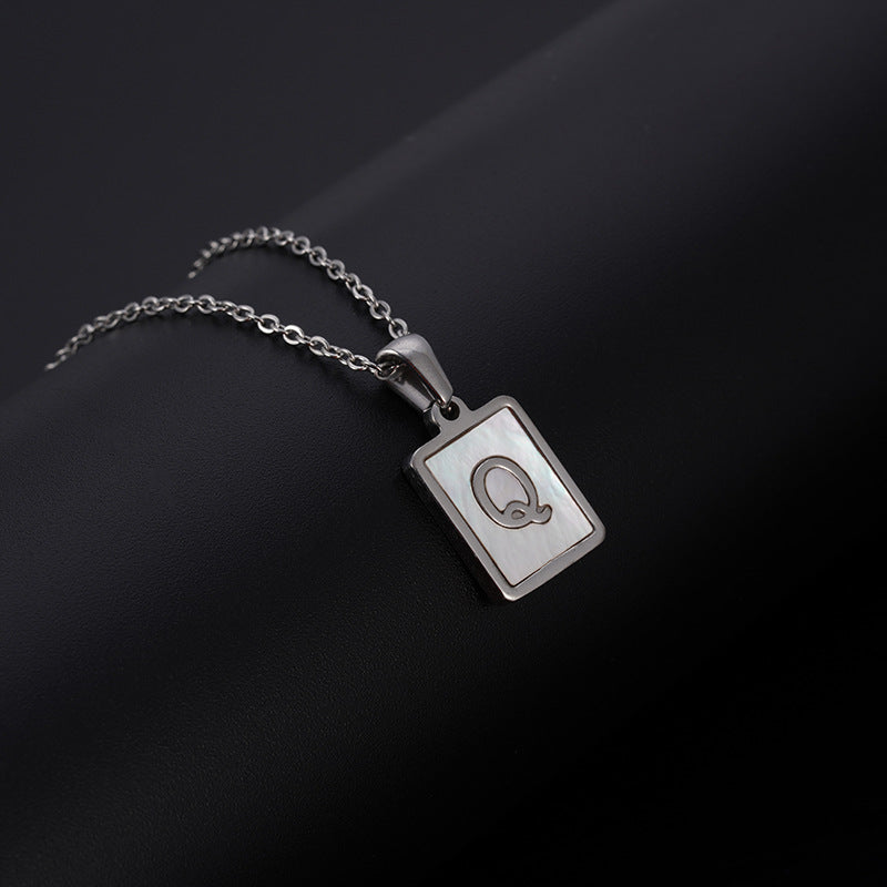 Simple Style Letter Rectangle Titanium Steel Pendant Necklace Plating Shell Stainless Steel Necklaces