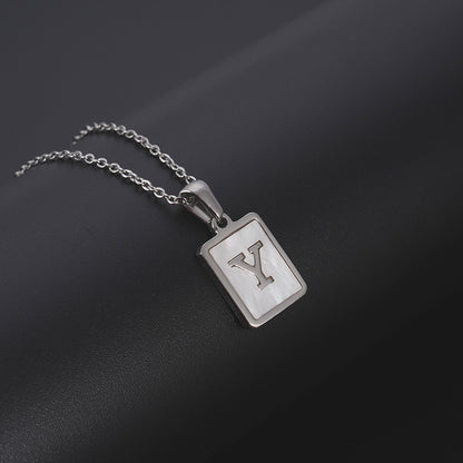 Simple Style Letter Rectangle Titanium Steel Pendant Necklace Plating Shell Stainless Steel Necklaces