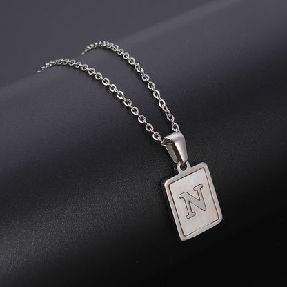 Simple Style Letter Rectangle Titanium Steel Pendant Necklace Plating Shell Stainless Steel Necklaces