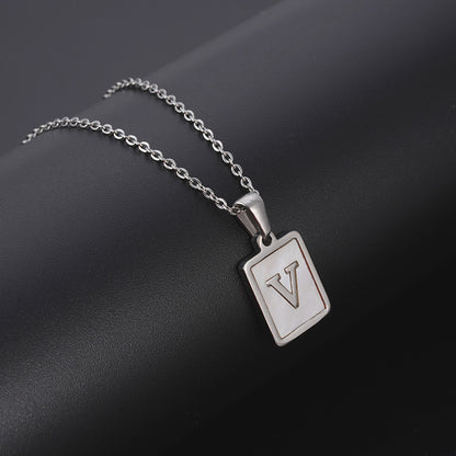 Simple Style Letter Rectangle Titanium Steel Pendant Necklace Plating Shell Stainless Steel Necklaces