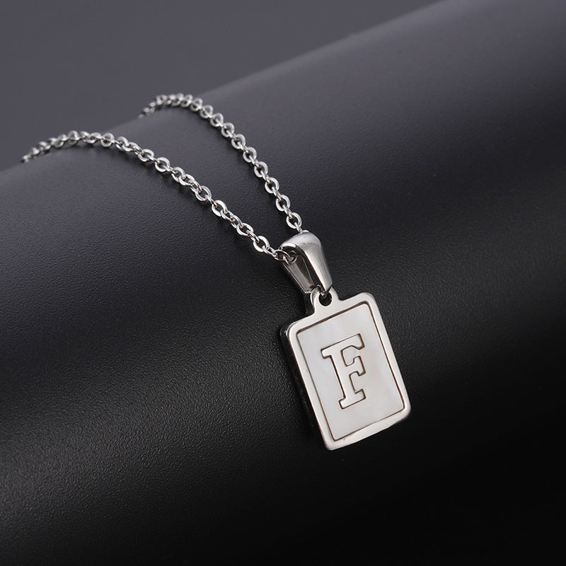 Simple Style Letter Rectangle Titanium Steel Pendant Necklace Plating Shell Stainless Steel Necklaces