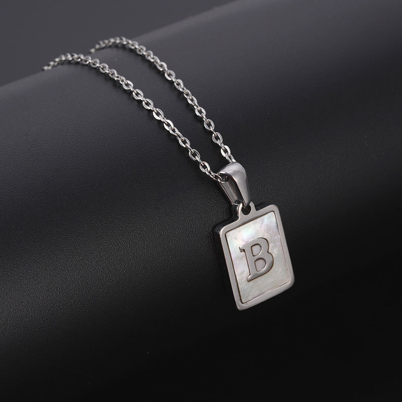 Simple Style Letter Rectangle Titanium Steel Pendant Necklace Plating Shell Stainless Steel Necklaces