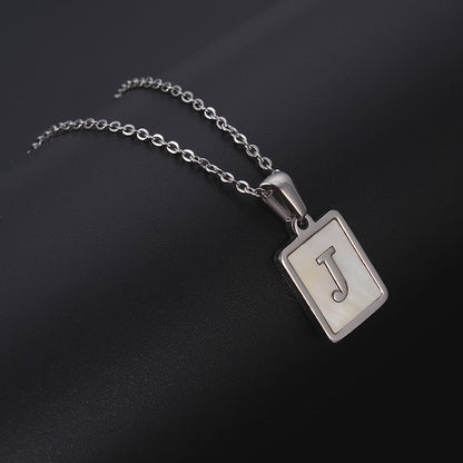 Simple Style Letter Rectangle Titanium Steel Pendant Necklace Plating Shell Stainless Steel Necklaces