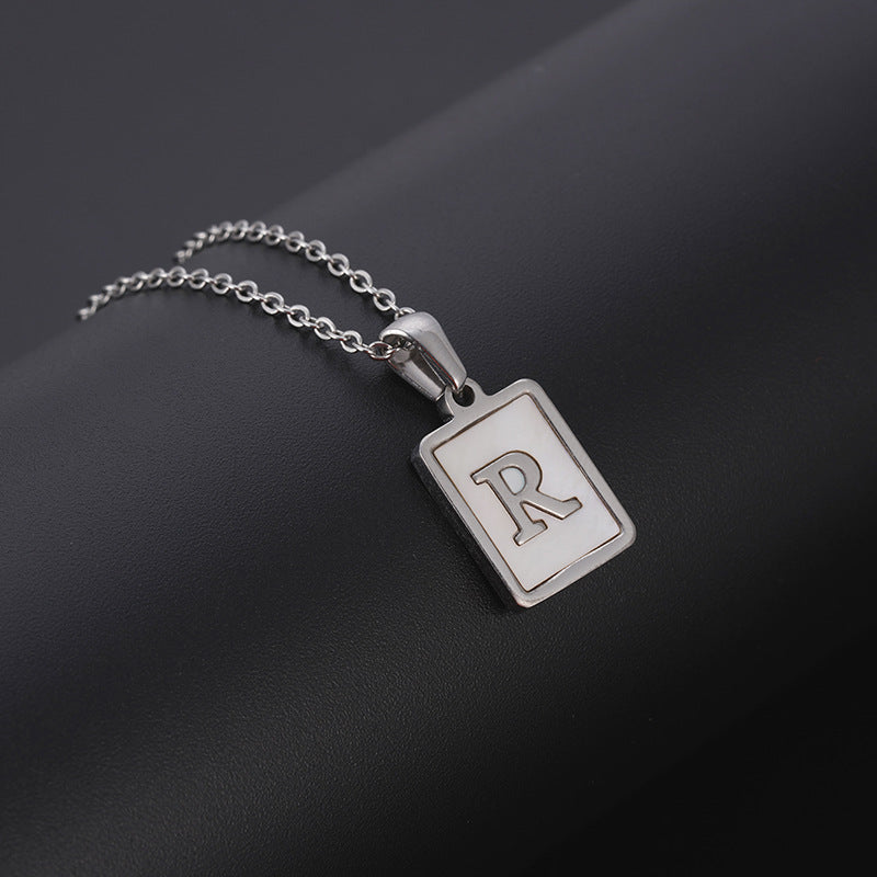 Simple Style Letter Rectangle Titanium Steel Pendant Necklace Plating Shell Stainless Steel Necklaces