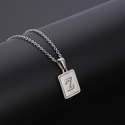 Simple Style Letter Rectangle Titanium Steel Pendant Necklace Plating Shell Stainless Steel Necklaces