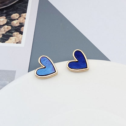 Fashion Heart Shape Alloy Enamel Ear Clips Ear Studs