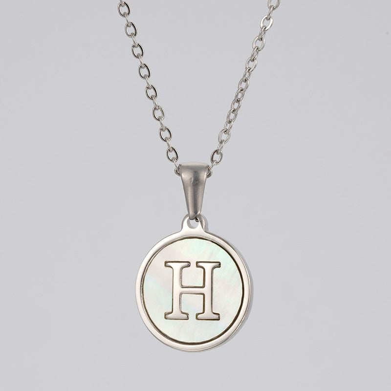 Simple Style Letter Stainless Steel Polishing Plating Shell Pendant Necklace