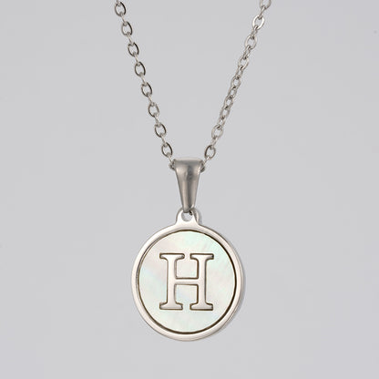 Simple Style Letter Stainless Steel Polishing Plating Shell Pendant Necklace