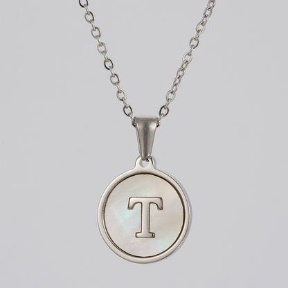 Simple Style Letter Stainless Steel Polishing Plating Shell Pendant Necklace