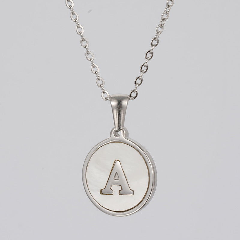 Simple Style Letter Stainless Steel Polishing Plating Shell Pendant Necklace