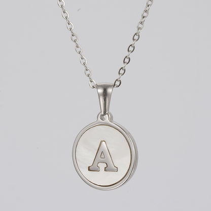 Simple Style Letter Stainless Steel Polishing Plating Shell Pendant Necklace