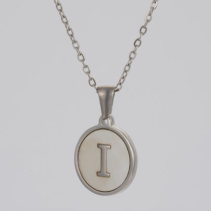 Simple Style Letter Stainless Steel Polishing Plating Shell Pendant Necklace