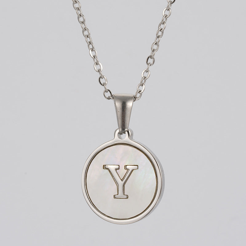 Simple Style Letter Stainless Steel Polishing Plating Shell Pendant Necklace