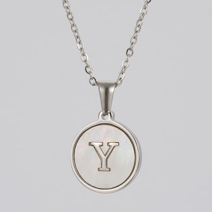 Simple Style Letter Stainless Steel Polishing Plating Shell Pendant Necklace