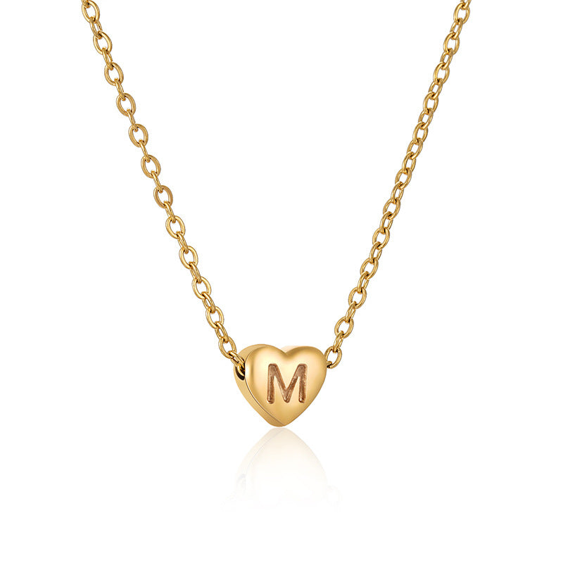 Fashion Letter Stainless Steel Gold Plated Pendant Necklace