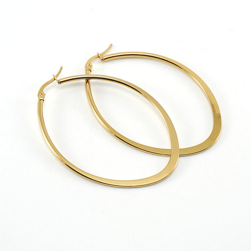 Simple Style Round Stainless Steel Hoop Earrings Plating Stainless Steel Earrings