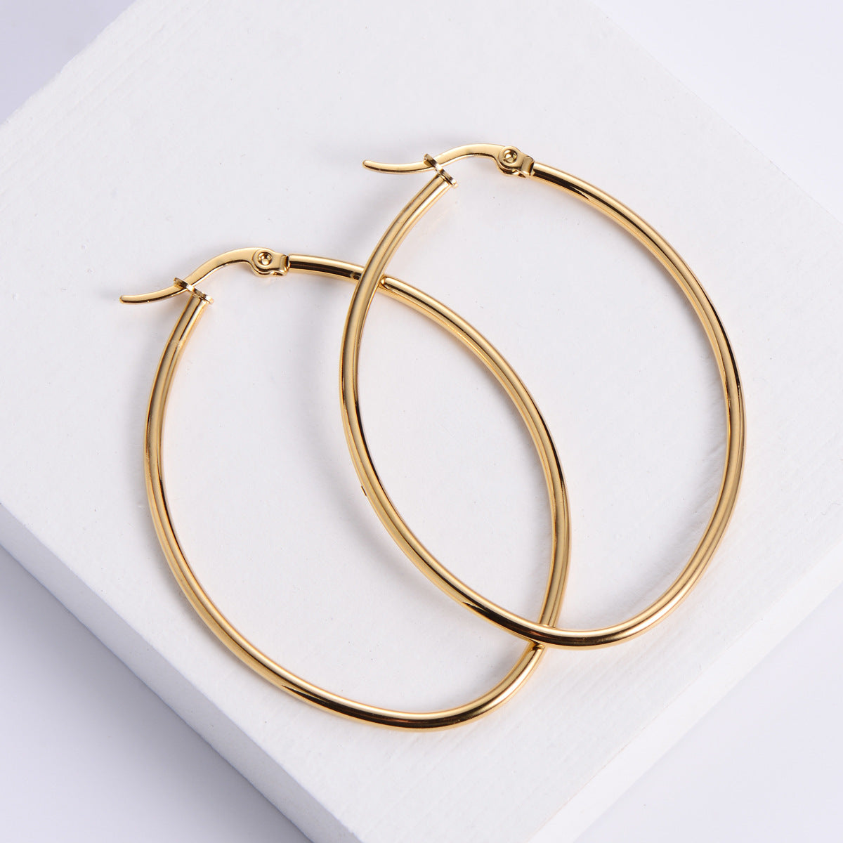 Simple Style Round Stainless Steel Hoop Earrings Plating Stainless Steel Earrings