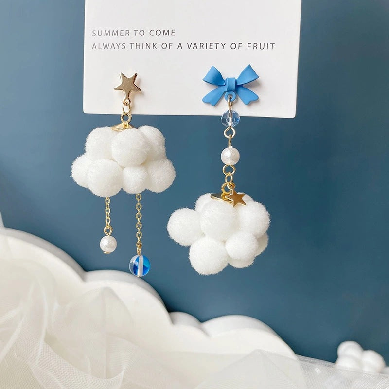 Cute Clouds Iron Copper Asymmetrical Drop Earrings Ear Studs