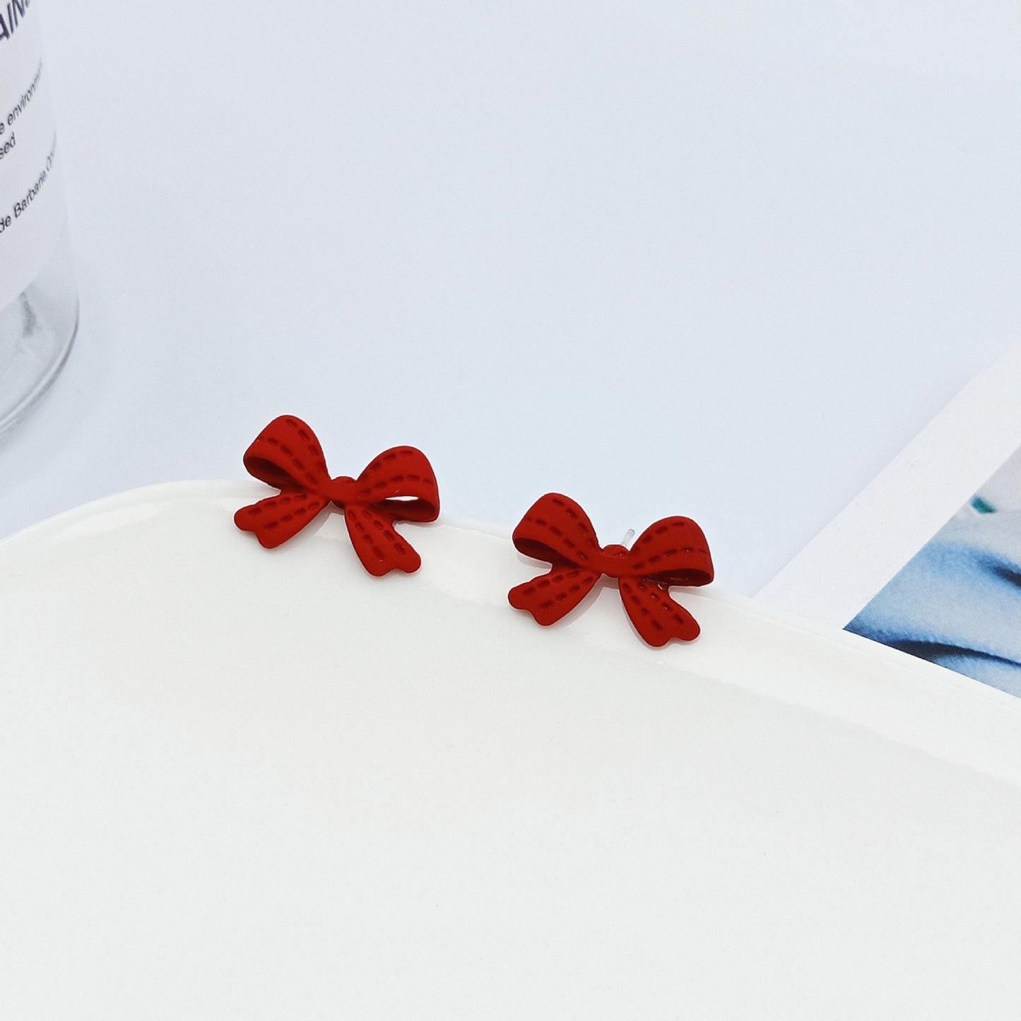 Simple Style Portrait Bow Knot Alloy Stoving Varnish Ear Studs 1 Pair