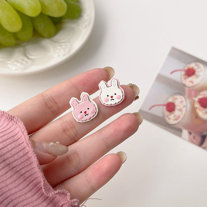 Cute Rabbit Alloy Enamel Ear Studs