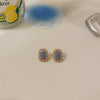 Vintage Style Geometric Alloy Enamel Artificial Pearls Ear Studs