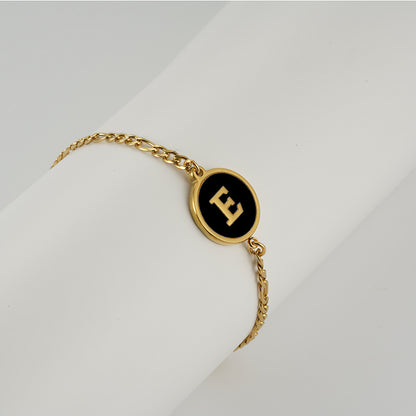 Simple Style Round Letter Stainless Steel Bracelets Gold Plated Shell Stainless Steel Bracelets