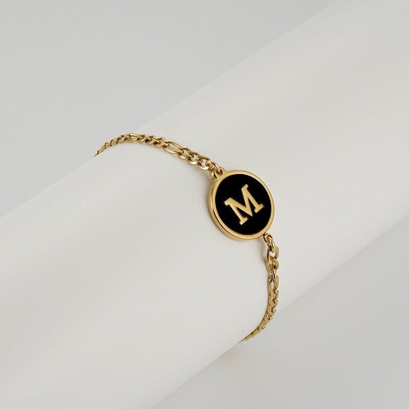 Simple Style Round Letter Stainless Steel Bracelets Gold Plated Shell Stainless Steel Bracelets