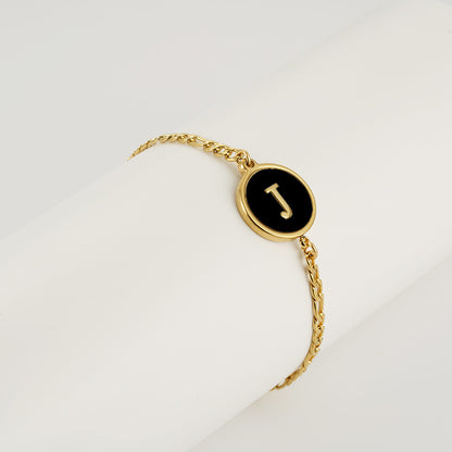 Simple Style Round Letter Stainless Steel Bracelets Gold Plated Shell Stainless Steel Bracelets