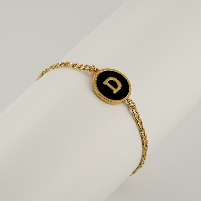 Simple Style Letter Stainless Steel Bracelets Gold Plated Shell Stainless Steel Bracelets