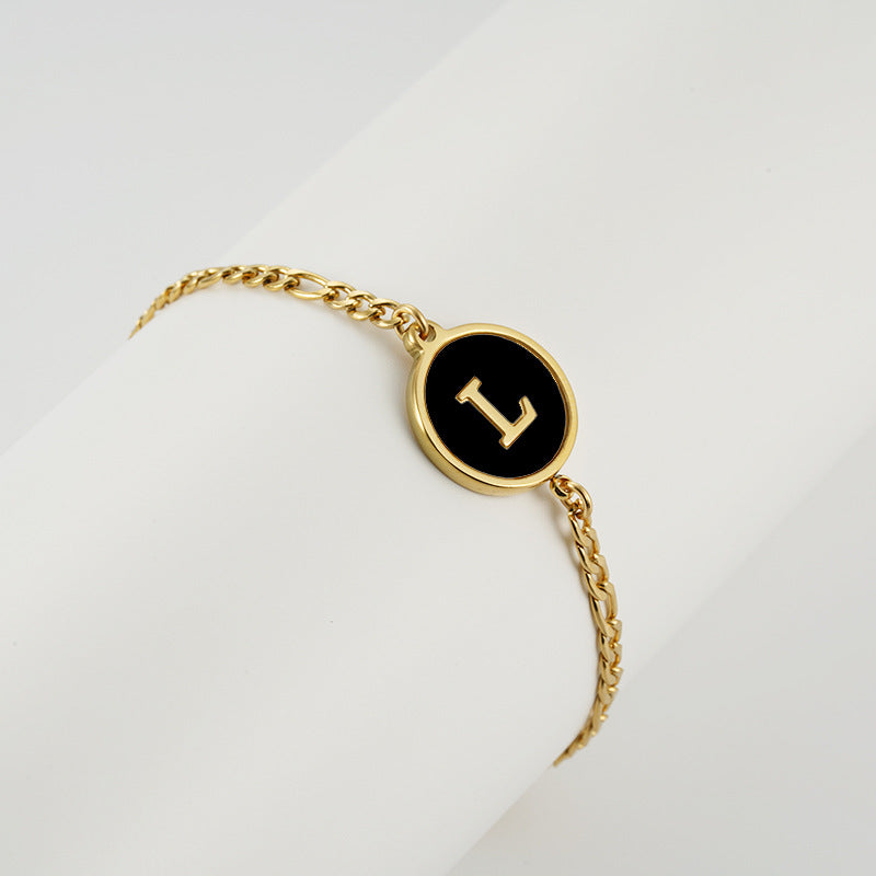 Simple Style Letter Stainless Steel Bracelets Gold Plated Shell Stainless Steel Bracelets