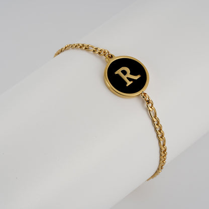 Simple Style Round Letter Stainless Steel Bracelets Gold Plated Shell Stainless Steel Bracelets