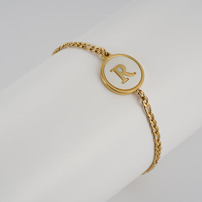 Simple Style Round Letter Stainless Steel Bracelets Gold Plated Shell Stainless Steel Bracelets